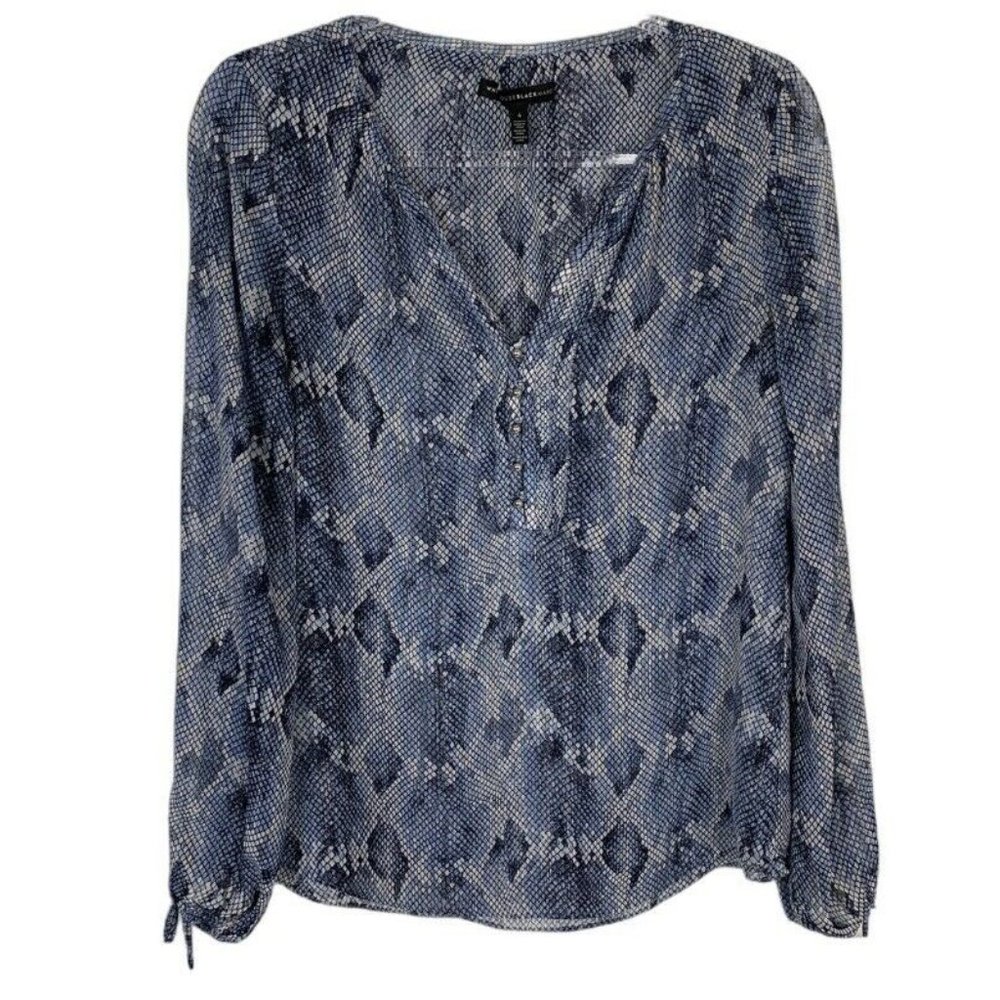 Sexy White House Black Market Blue Snakeskin Snake Skin Blouse Size Small 4 - 6